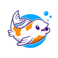 Cute Koi Fish Swimming Cartoon Vector