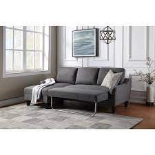 Osp Home Furnishings Lester Chaise Sleeper Sofa In Grey Fabric