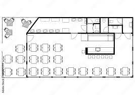 Cafe Top View Plans Floor Plan 3d With
