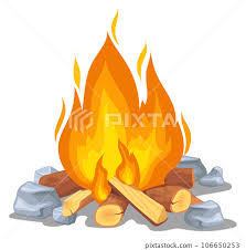 Campfire Cartoon Icon Burning Wood