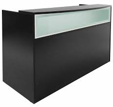 Black Reception Desk W Frosted Glass Panel