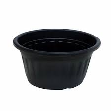 Round Plastic 12 Inch Black Pots For