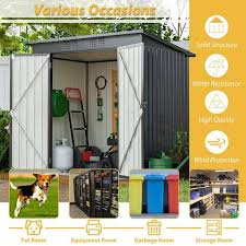 6 Ft W X 4 Ft D Galvanized Double Door Metal Shed 21 Sq Ft Outdoor Storage Tool Shed For Garden Backyard Patio Lawn