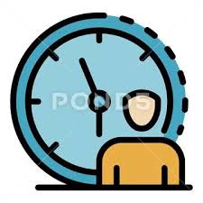 Manager Wall Clock Icon Color Outline