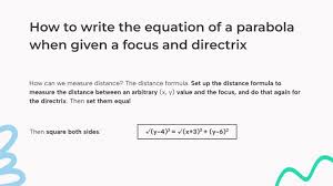 Parabola When Given A Focus And Directrix