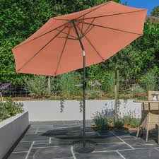 Pure Garden 10 Foot Outdoor Tilting Umbrella And Base Terracotta