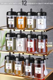 Kitchen Life Set Of 12 Spice Jars With
