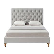 Grey Blanchet Linen King Bed Frame