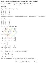 Solve By Gauss Jordan Method The System