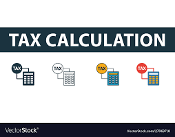 Tax Calculation Icon Set Four Elements