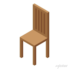 Kitchen Wood Chair Icon Isometric Of