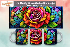 Stained Glass Rose 3d Mug Sublimation