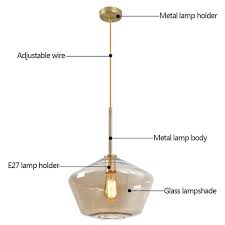 11 8 In W X 10 4 In H 1 Light Amber Glass Champagne Gold Pendant Light With Shade