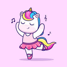 Cute Unicorn Dancing Ballet Cartoon