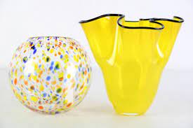Yellow Glass Hancherchief Vase