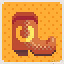 Cowboy Boot Pixel Art Icon 8 Bit