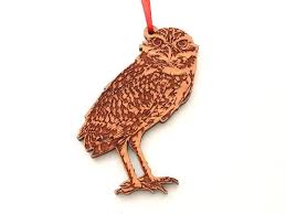 Burrowing Owl Ornament Realistic Wooden