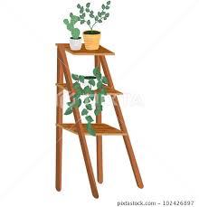 Pot On Wooden Stand Vector Icon