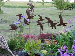 Flying Geese Garden Art Rusty Metal