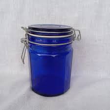 Cobalt Blue Small Storage Jar Wire Bail