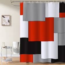 Red Shower Curtain Modern Bathroom