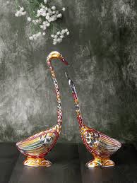 Zinc Metal Handcrafted Pair Of Swan
