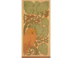 Vintage Owl Art Print Craftsman Style