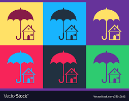 Pop Art House With Umbrella Icon