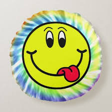 Silly Smiling Face Emoji Tie Dye Pillow