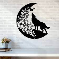 Howling Wolf Metal Sign Wolf Wall Art
