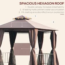 Outsunny 7 X 2 Level Hexagon Outdoor Patio Gazebo Canopy Pavilion