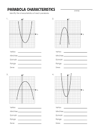 Parabola Review Worksheet Graphing