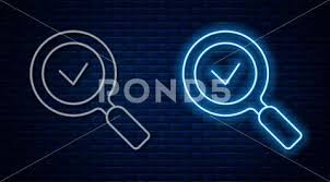 Glowing Neon Line Magnifying Glass With