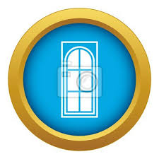 Wooden Door With Glass Icon Blue Vector