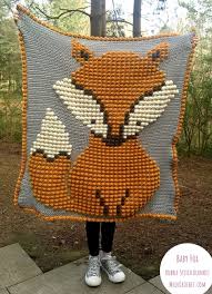 Baby Fox Bobble Stitch Blanket Crochet