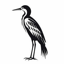 Bold Stencil Black And White Heron Clip