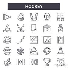 Hockey Outline Icon Set Includes Thin