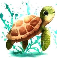 Watercolor Turtle Vector Art Icons