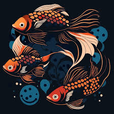 Colorful Exotic Fish Art Digital Icon Set