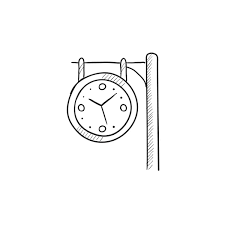 Train Station Clock Sketch Icon Stock