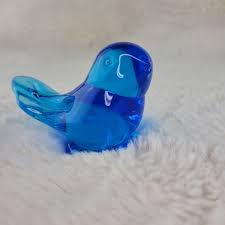 Glass Vtg Figurine Blue Bird