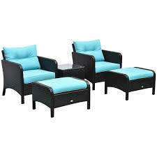 Outsunny 5 Pieces Rattan Wicker Lounge