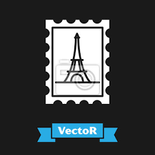 Eiffel Tower Icon Isolated On Black