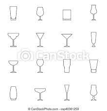 Outline Cocktail Glass Icon Set