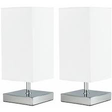 2 X Square Chrome Touch Table Lamps