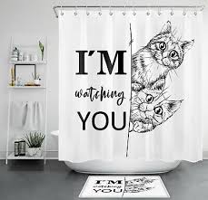 Black White Cute Cat Shower Curtain