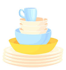 Clean Dishes Stack Ceramic Tableware