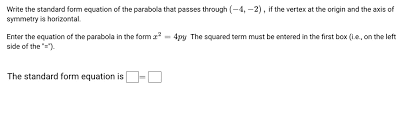 Form Equation Of The Parabola