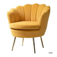 Fidelia Mustard Velvet Barrel Chair Set Of 1