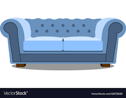 Blue Sofa On White Icon Realistic